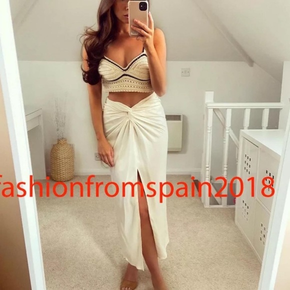 ZARA KNOT FRONT SLIT SKIRT - Picture 2 of 10